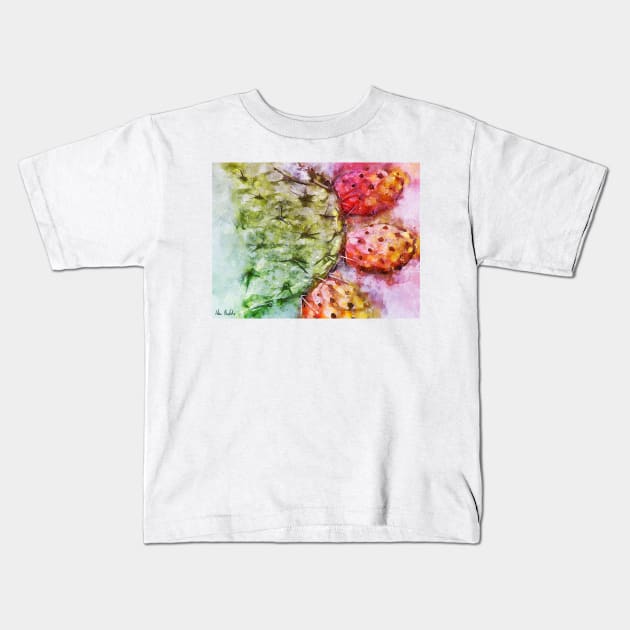 Colorful Cactus Fruit - Digital Watercolor Kids T-Shirt by ibadishi